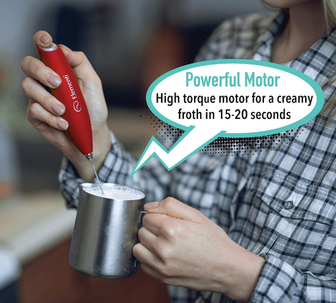 Elementi Milk Frother Handheld, Electric Wisking Tool for Coffee, Mini Mixer and Drink Mixer (Red)