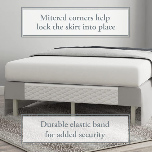 Bed Maker’s Never Lift Your Mattress Bed Skirt - Designed for Box Spring Beds, 14 Inch Drop Length, Full, Silver