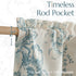jinchan Linen Floral Valance, Double Layer Kitchen Window Curtain with Blue Flower on Beige (16 Inch)