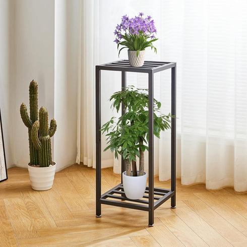 30 Inch 2 TMJ070B IBUYKE Tall Plant Stand Indoor, Tier Metal Corner Plant Stand, Modern Square Plant Shelf Flower Stand