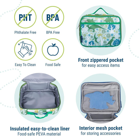 Wildkin Kids Insulated Lunch Box, Durable and Reusable for School & Travel - Dinomite Dinosaur