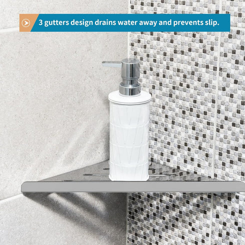 Sanbege 2 304 Pcs Stainless Steel Corner Shelf with Screws, Triangle Shower Caddy, Wall Mount Soap Holder for Bathroom