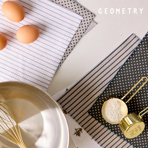 6 Pack GEOMETRY Dishcloth Evergreen Collection Quick-Dry, Ultra-Absorbent, Reusable Microfiber Kitchen Towels