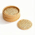 Set 6 JUNGLE CULTURE Mother of Pearl Rattan Coasters for Drinks with Holder Handmade Round Coaster of Wicker Homeware