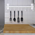 Dseap Kitchen Utensil Holder Hanger, Wall Mounted Pot and Pan Rack with 8 Hooks for Cooking Utensils, White