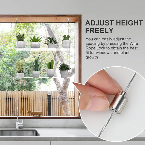ZerzSemp 2-Tier 16 Inch Hanging Clear Plant Shelves for Windows, Acrylic Window Wall Plant Stand Shelf for Kitchen