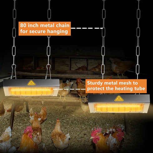 400W, 2 Settings, Chicken Coop Heater for Winter, Heat Lamp for Chickens Chicken Heater for Coop with Heating