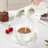 Trim,Set 6 (7 OZ), Set DUJUST Tea Cups and Saucers with Golden of Luxury Relief Printing Coffee Cups with Metal Stand