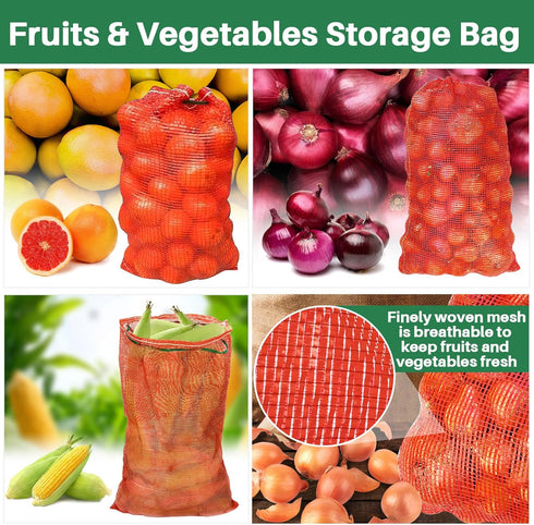 Sukh 7 Pcs Large Mesh Produce Bags, 60lbs Reusable Washable Mesh Storage Bag for Onion, Potato, Citrus Fruits
