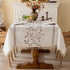 55''x 55'' Joyfol Day Square Linen Tablecloth, Heavy Duty Waterproof Tablecloths, Farmhouse Embroidery Leaves Table