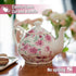 38 oz, BTaT- Floral Tea Pot with Gift Box, White with Pink Roses & Gold Trim, Porcelain Teapot Ceramic, Dishwasher Safe