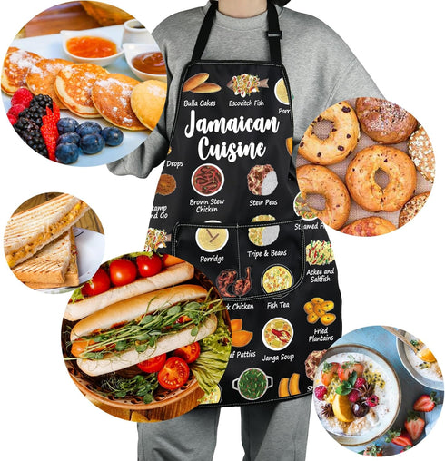 G2TUP Cooking Dishes Recipes Soup Apron with Pockets for Jamaican Cuisine