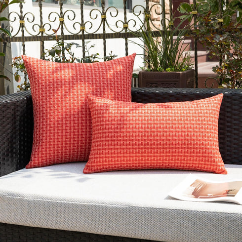 Pack 2 22x22 Inch, Kevin Textile Valentines Outdoor Waterproof Throw Pillow Covers of Farmhouse Decorative Cushion