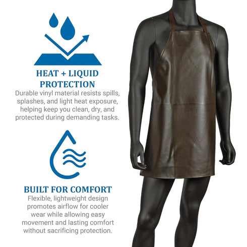 Brown Short Bib Apron for Men - Carlisle FoodService