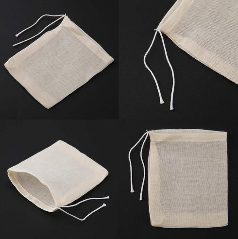 30 Pcs 4 x 6 Inches Natural Unbleached Cotton Drawstring Bags, Muslin Bags for Spice, Herbs, Tea