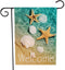 Welcome Beach Garden Flag, 12 x 18 Inch Double Sided Decorative Sea Flags with Starfish and Seashell for Outdoor Summer