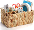 Wicker Flatware Organizer, Woven Utensil Caddy with Handle, Water Hyacinth Cutlery Holder for Picnic Silverware