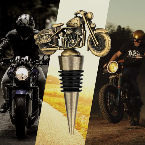 LKKCHER Motorcycle Wine Bottle Stopper, Cute Wine Gifts for Men Women, Father Gifts, Christmas Birthday Gifts for Biker