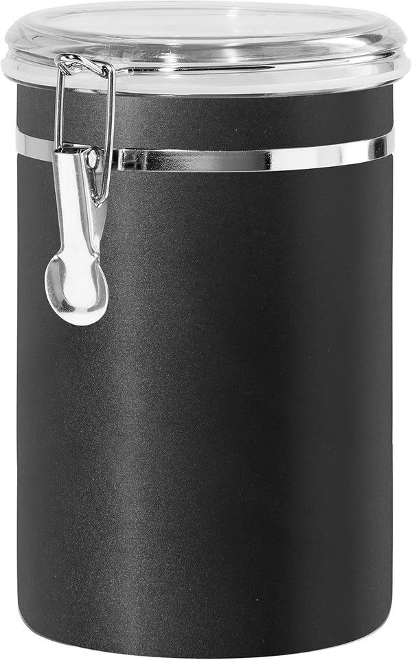 Oggi Stainless Steel Kitchen Canister 62 fl oz, Black - Airtight Clamp