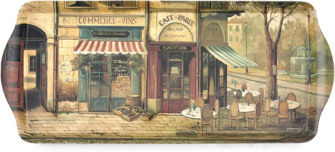 Pimpernel Parisian Scenes Rectangular Hostess Tray - 15.1" x 6.5" Melamine Snack Platter