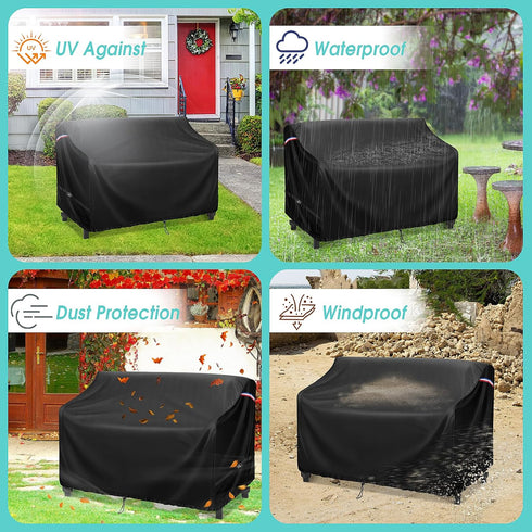 60" 500D 2- 60" 35" 35" Outdoor Garden Bench Cover, Waterproof Seater Patio Loveseat Cover, Outdoor UV Protection