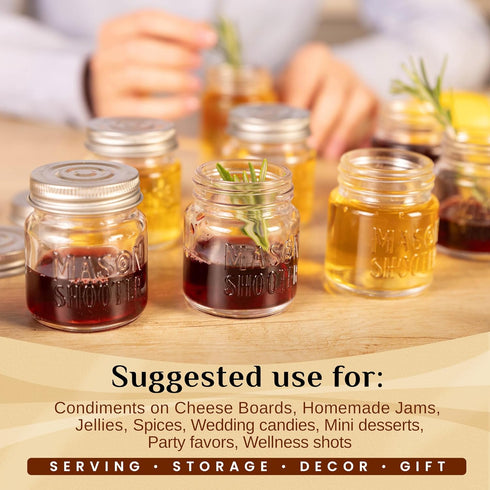 Small Mason Jar Shot Glasses with Lids, 8 Pack Tiny 2 oz Glass Jars, Unique Christmas Gift, Bulk, Cute