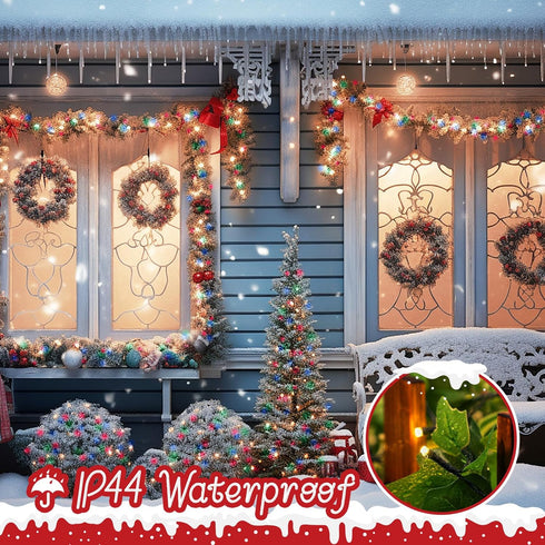 4 Pack 66FT 200 Timer,8 Brightown Christmas Lights Outdoor Battery Operated, Total LED Battery Powered Fairy Lights