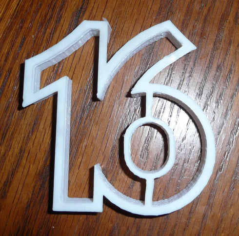 NUMBER 16 SWEET SIXTEEN BIRTHDAY COOKIE CUTTER, MADE IN USA, PR108-16