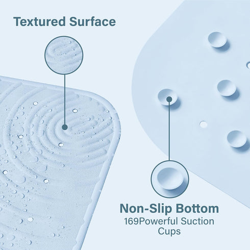 39x16 Inch, Extra Long Rubber Bathtub Mat, Non-Slip Shower Tub Mat, Bath Tub Floor Mat with Suction Cups and Drainage
