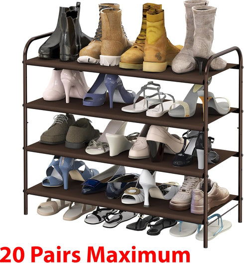 4-Tier Simple Houseware Shoe Rack Storage Organizer, Bronze