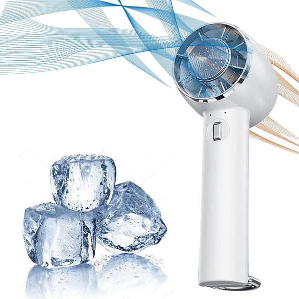 Ice Cooling Handheld Fan, Refrigerating Pad Built-in Mini Turbine Portable Air Conditioner Fan
