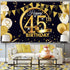 Extra Large Black Gold Birthday Party Decoration Sign Poster, 72.8 x 43.3 Inch, Anniversary Photo Booth Background