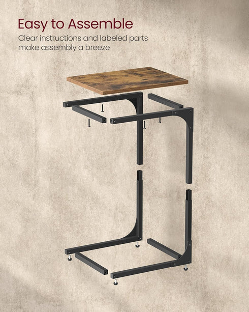 VASAGLE C-Shaped End Table, Small Side Table for Couch, Sofa Table with Metal Frame for Living Room, Bedroom, Bedside