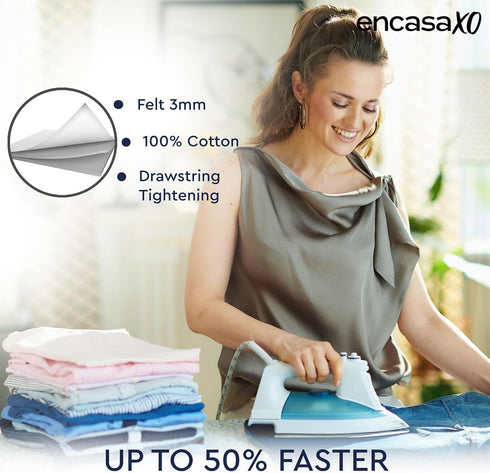 Encasa XO Ironing Board Cover and Pad 54"x15" - Black Arrow, Thick 3mm Felt Padding, Easy Fit, Scorch & Stain Resistant