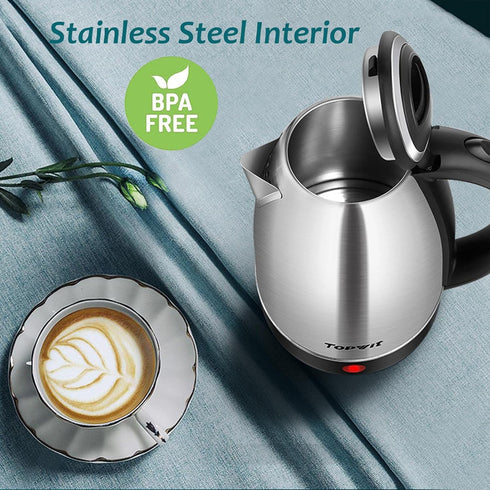 TOPWIT 2.0L Electric Kettle, BPA-Free Stainless Steel Hot Water Kettle with Fast Boil, Auto Shut-Off & Boil Dry