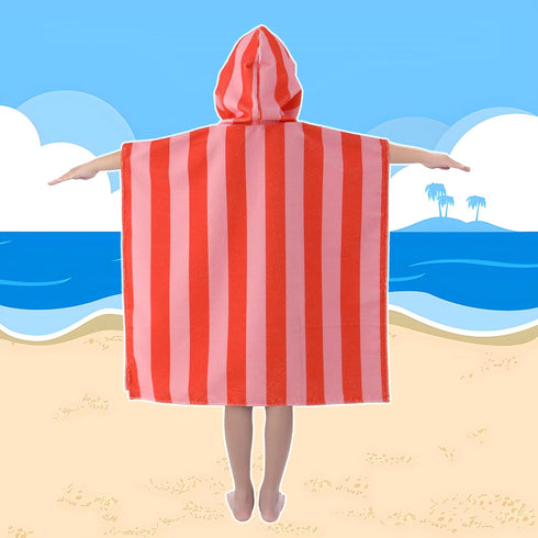 MONOBLANKS 30" 30" 3-10 Swimming, Striped Hooded Towels for Kids, x Soft Absorbent Beach Poncho Towel for Years Boys
