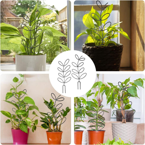 CANIPHA 4 Pcs Small Metal Trellis for Potted Plants,Indoor Plants Trellis for Climbing,Leaf Shapes Mini Plant Trellis