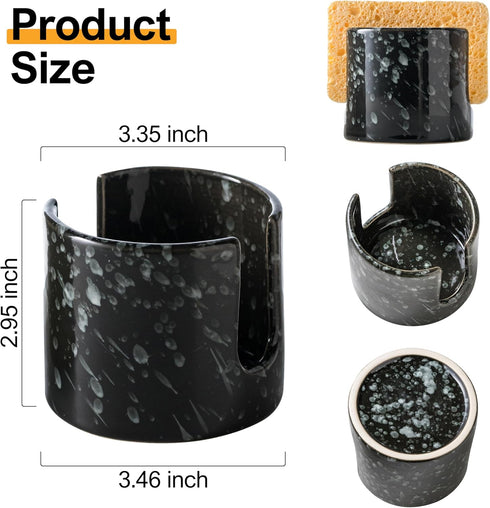 Zoeeker Sponge Holder for Kitchen, Ceramic Sink Caddy Scrub Sponge Rack Dish Rack Scrubbers Holder for Kitchen Sink
