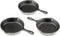 Heavy Duty Pre-Seasoned Mini Cast Iron Skillet Set of 3, Oven Safe Cooker in Black