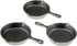 Heavy Duty Pre-Seasoned Mini Cast Iron Skillet Set of 3, Oven Safe Cooker in Black