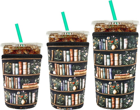 YR Reusable Neoprene Insulator Sleeve for Iced Coffee Cups, 3 Pack Coffee Coolies