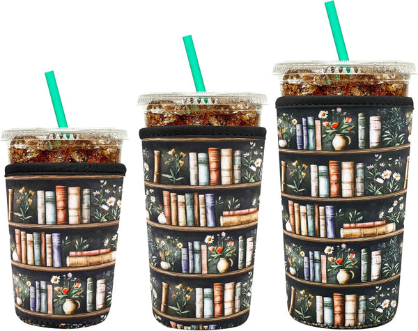 YR Reusable Neoprene Insulator Sleeve for Iced Coffee Cups, 3 Pack Coffee Coolies