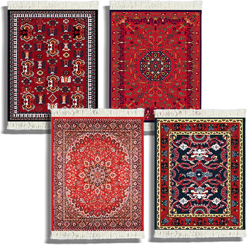 Oriental-Style Rug Table Carpet Coaster Set Absorbent Drink Native American Inspired Colorful