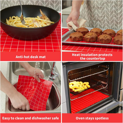 Silicone Baking Mat Roll 16IN x 5FT, Non-Slip Pastry Mat, Reusable Air Fryer Liner, Oven Liners, Cut to Size