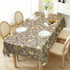 Brass,54" 78") Rectangle Table Cloth Elegant Gold Vine Flower PVC Waterproof Spill-Proof Vinyl Fitted Microfiber