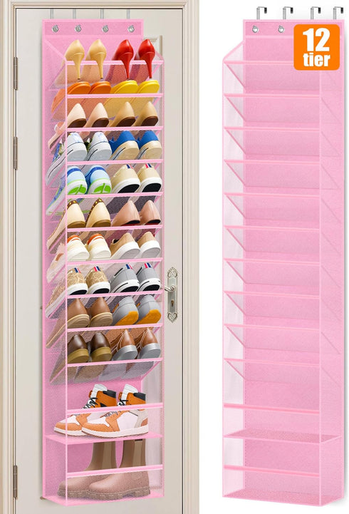 MISSLO 12 Tier Over the Door Shoe Organizer Breathable Mesh Hanging Shoe