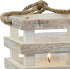 Stonebriar Small Worn White Wooden Candle Lantern with Removable Glass Cylinder Hurricane and Rope Handle