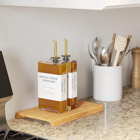 Set, 4 Kitchen Cooking Oil Dispenser Olive Oil & Vinegar Bottles, Soy Sauce Dispenser - Pieces, Gold, Elegant Book
