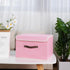 ANMINY Storage Bin with Lid, Decorative Foldable Lidded Cotton Linen Fabric Home Cubes Baskets Closet Organizer - Pink,
