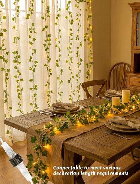 Lights,23ft in,73 Vines with Fairy Ivy Leaf Lights Plug LED Lighted Fake Garland with Remote Indoor Outdoor